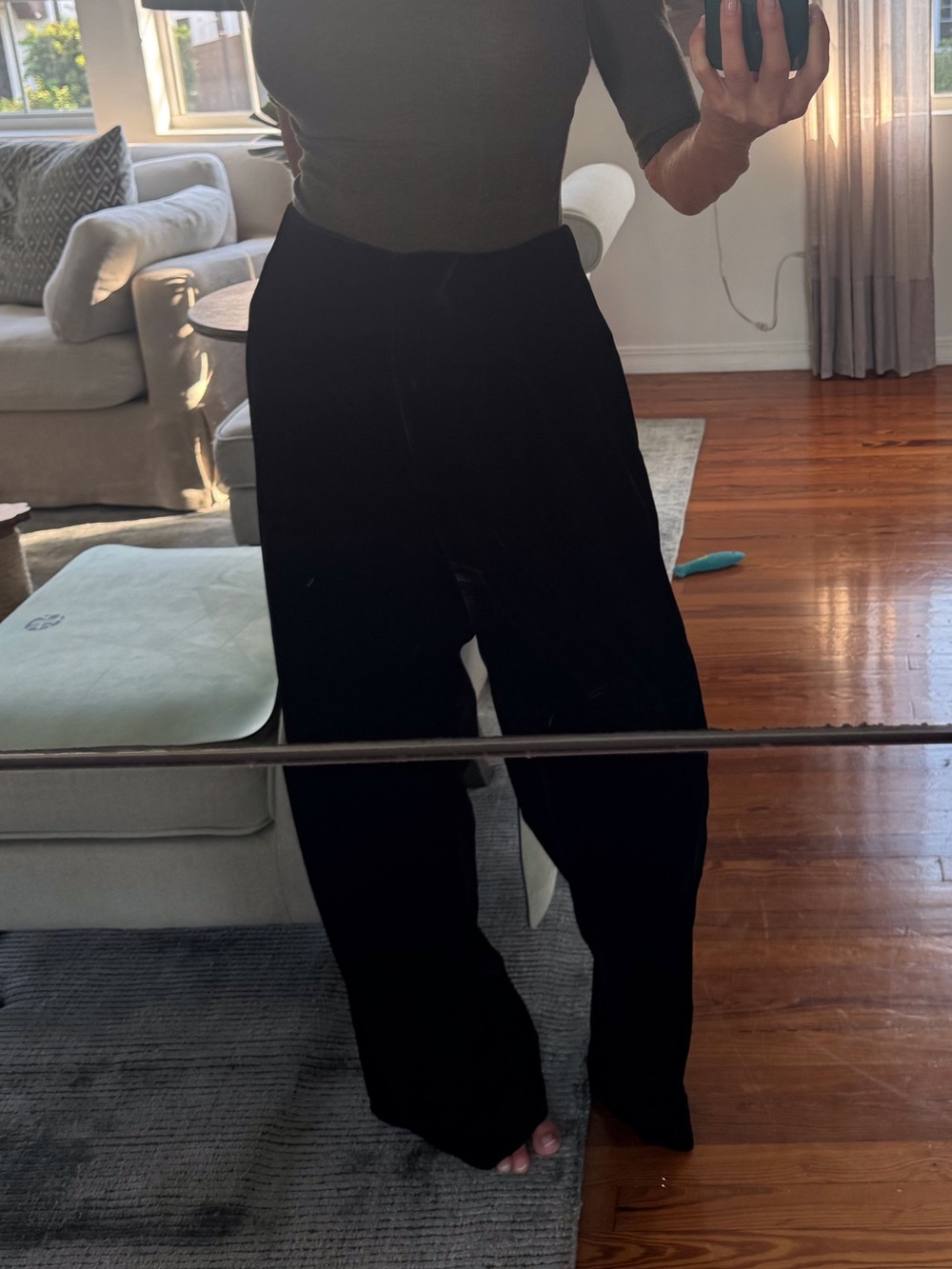Women’s elegant, black, velvet pants